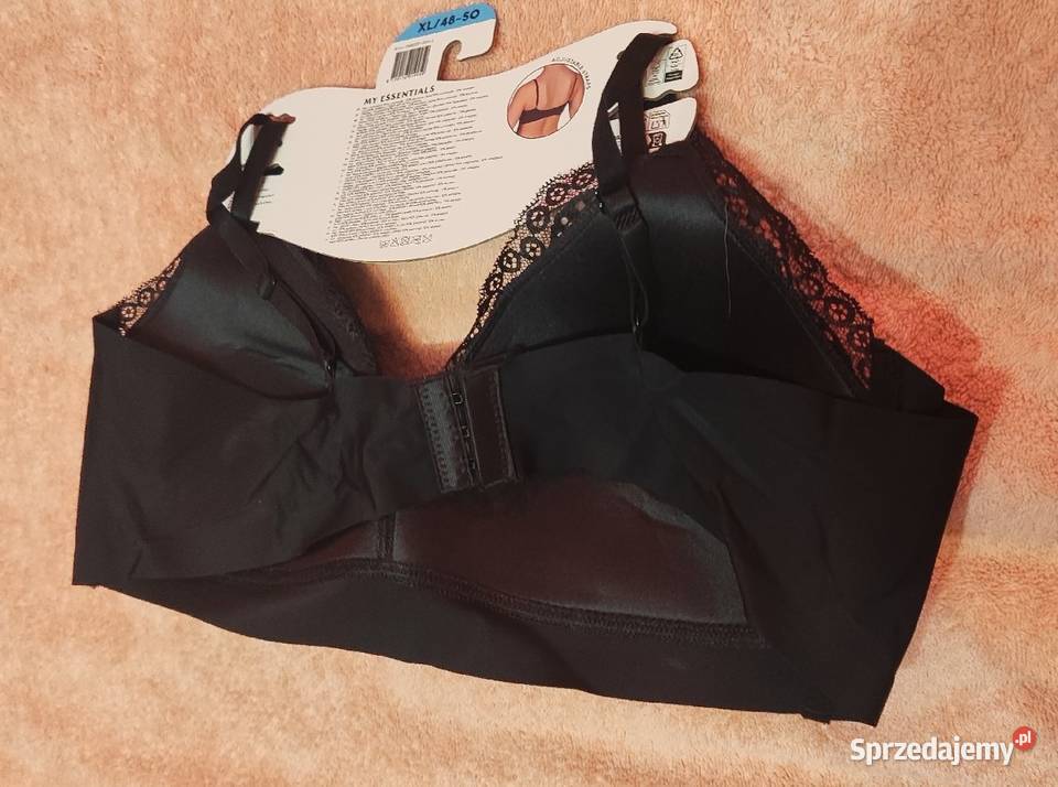 Czarny biustonosz z czarną koronką XL mazowieckie sprzedam