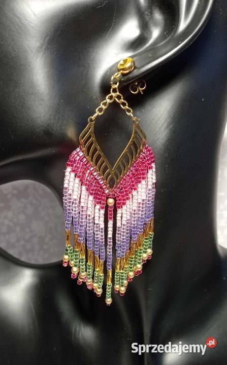 KOLCZYKI KORALIKOWE NA SZTYFCIE Z KRYSZTAŁKIEM Warszawa sprzedam