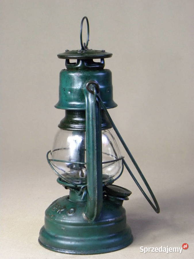 Polska lampa naftowa Jupiter 0 zielona zabytek dolnośląskie Legnica