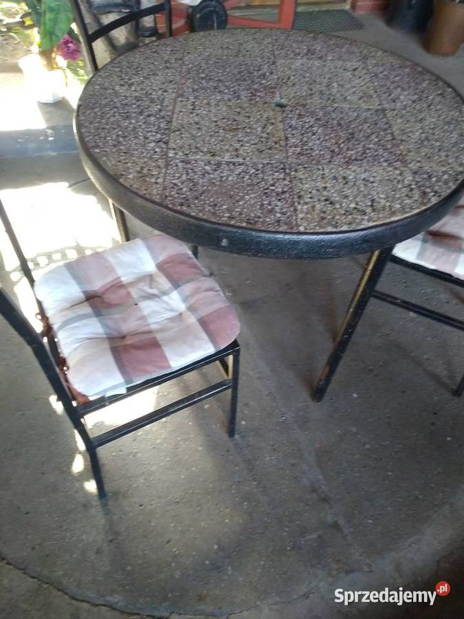 Stół masywny krzesła metalowe ogrod 5cm Stoły, krzesła, biurka Głogów