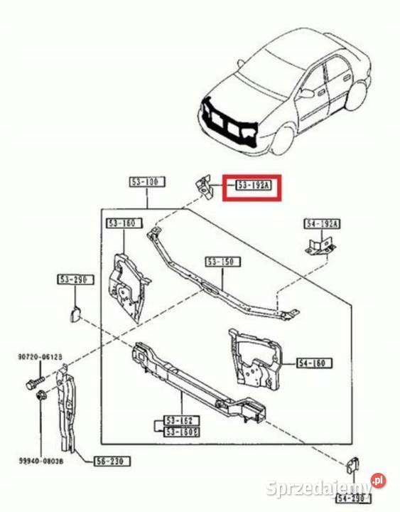 MOCOWANIE PASA PRAWY PRZÓD MAZDA 121 9012 Wentylatory chłodnic klimatyzacji