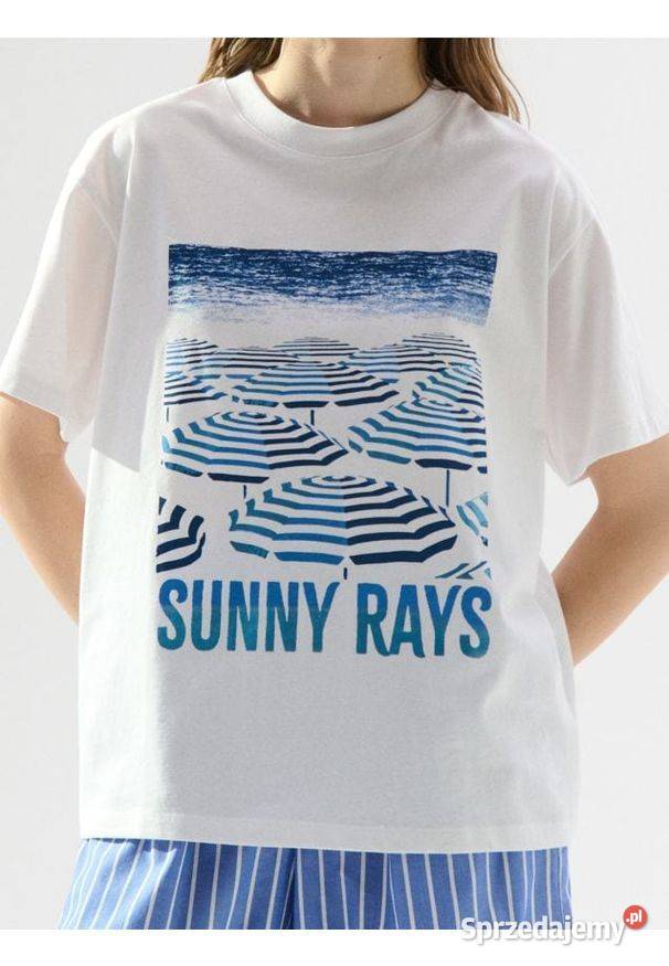 biały tshirt z nadrukiem Sinsay małopolskie sprzedam
