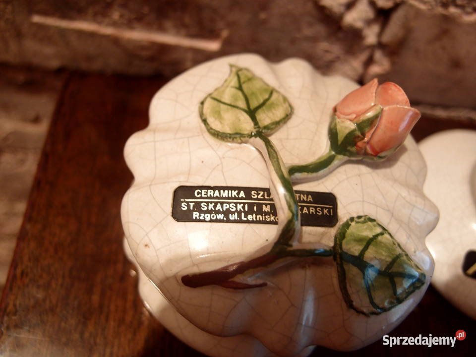 Rękodzieło ceramiczne z lat80tych świecznik i Łódź