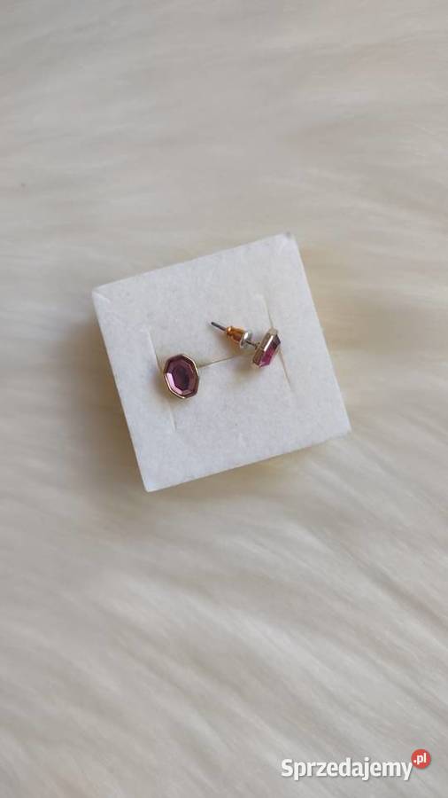 Małe różowe kolczyki z kryształkami NOWE Olkusz