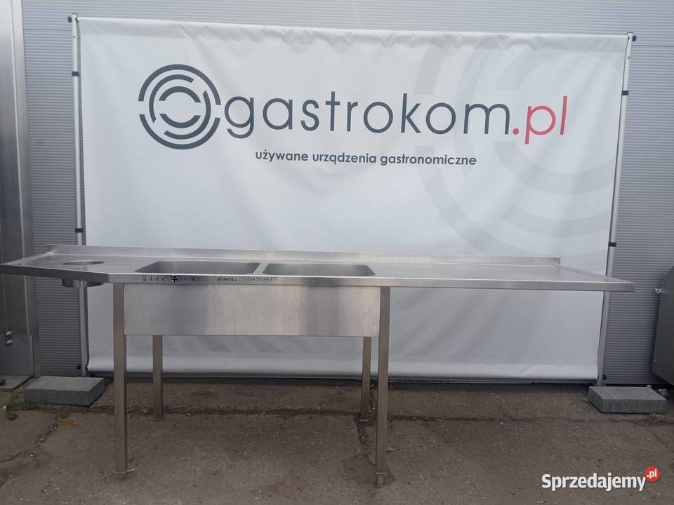 Stół z 2 zlewami i otworem na odpadki 271x70x85 Wyposażenie firm Wrocław