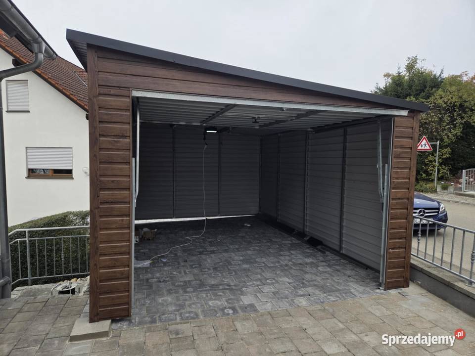 Garaż blaszany 35x5m Drewnopodobny Orzech Grafit Głuchołazy