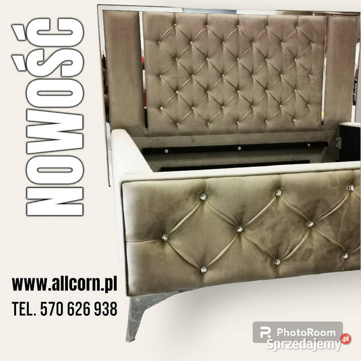 Łóżko tapicerowane pikowane złota srebrna rama 120cm Szczecin