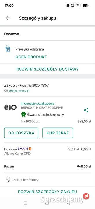 4x Opony Letnie CEAT ECODRIVE 16560R14 s używane Wałbrzych