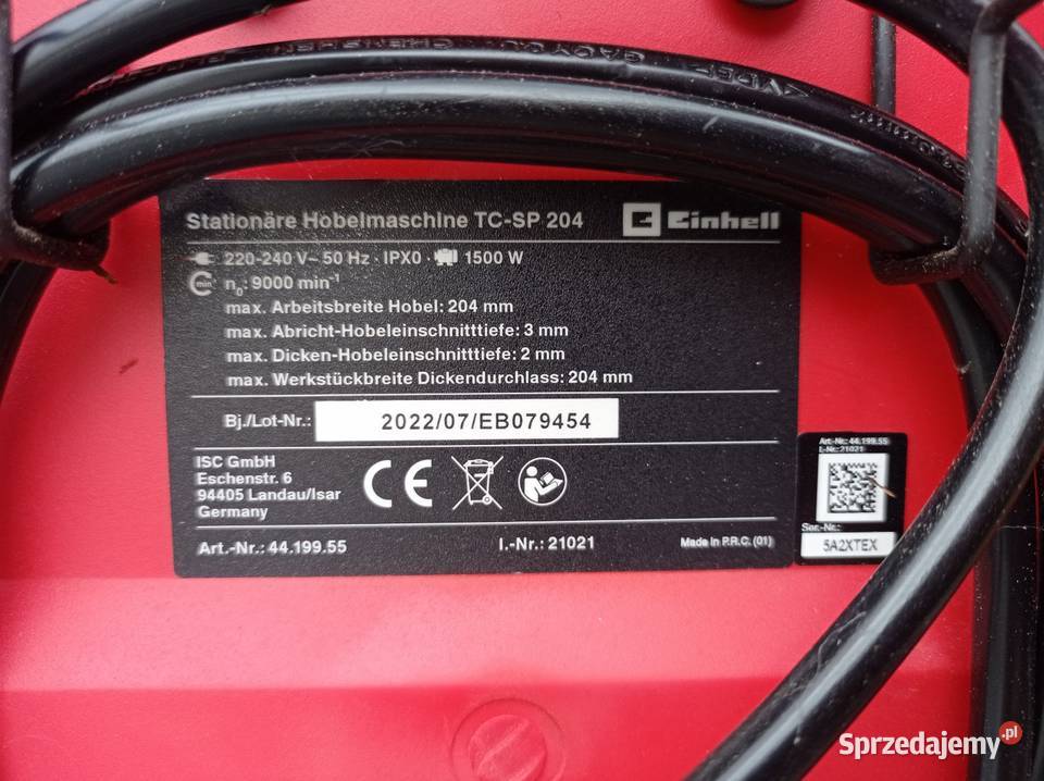 Strugarka grubościówka Einhell Lubycza Królewska