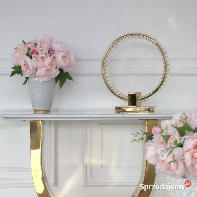 Lampa stołowa kryształowa ring złota lampa nocna Warszawa