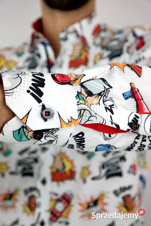 DANIEL BESSI Koszula Męska Fb042 Biała KOMIKS Rozmiar L wielkopolskie Ostrów Wielkopolski sprzedam