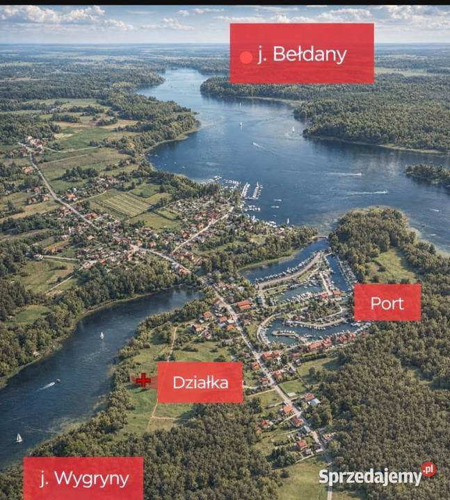 Działka rolna z linią brzegową jeziora Wygryny w