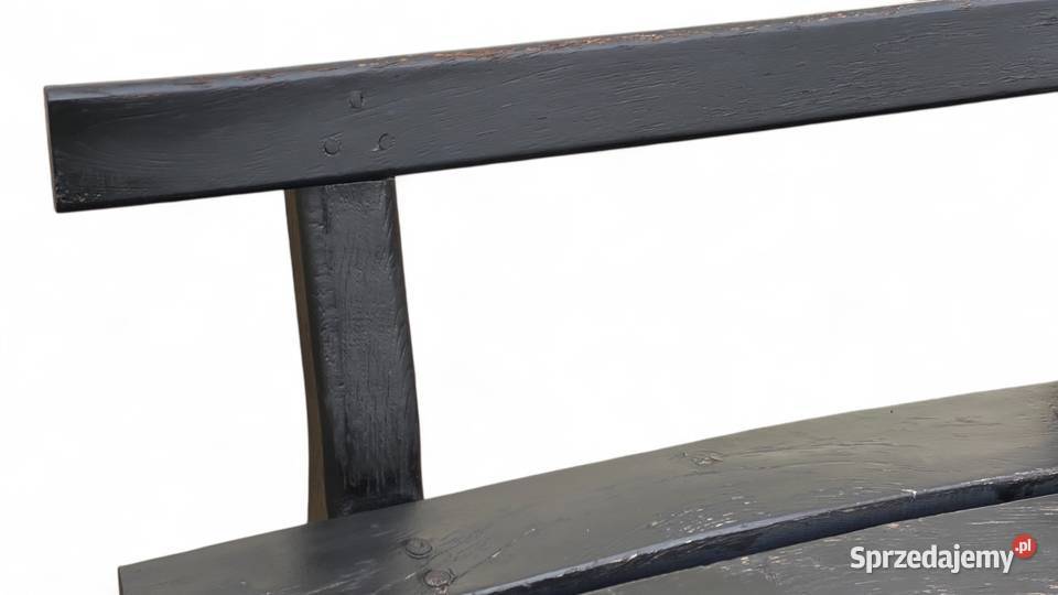 Surowa czarna ławka z litego drewna masywna Meble Budno