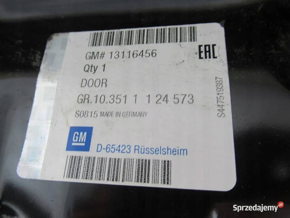 DRZWI TYŁ TYLNE PRAWE OPEL ASTRA G HB NOWE osobowe