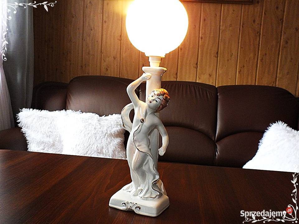 Stara lampka nocna porcelana chłopczyk 49 Retro Żary