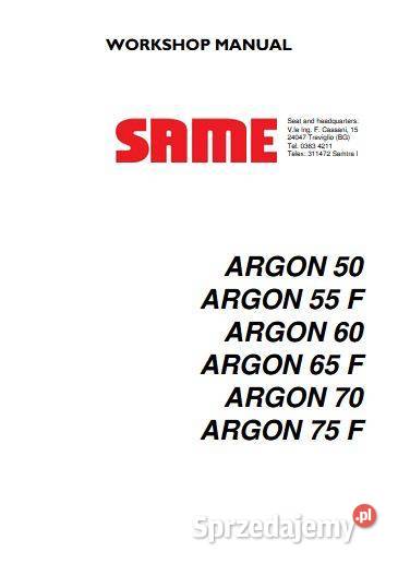 Same Argon 50 55 60 Argon 65 70 75F instrukcja Kielce