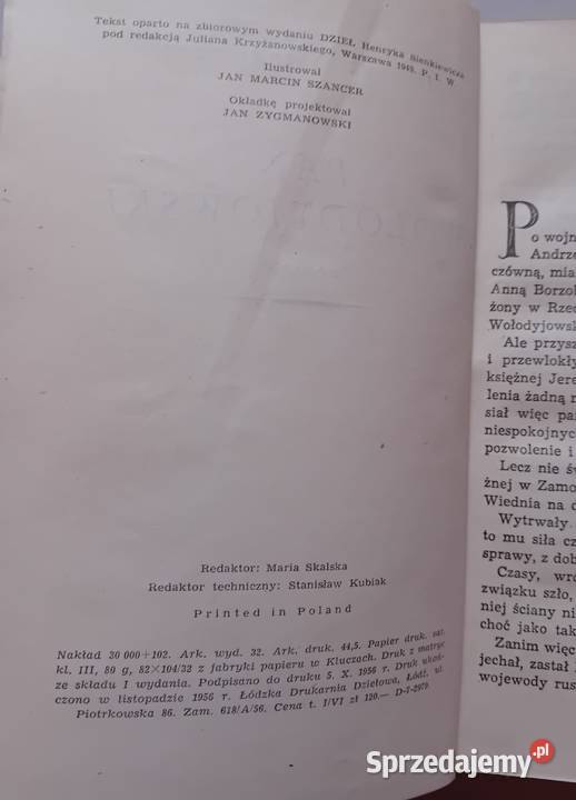 Henryk Sienkiewicz Pan Wołodyjowski PIW 1956 r Koźminek