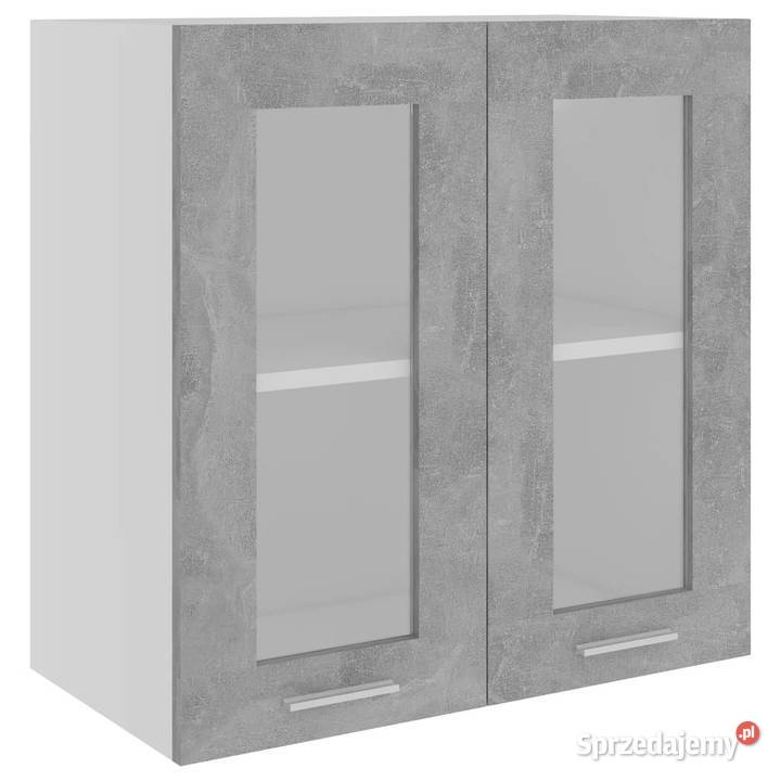Szafka wisząca z szybą szarość betonu 60x31x60