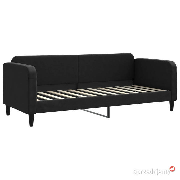 Sofa rozsuwana z szufladami czarna tkanina