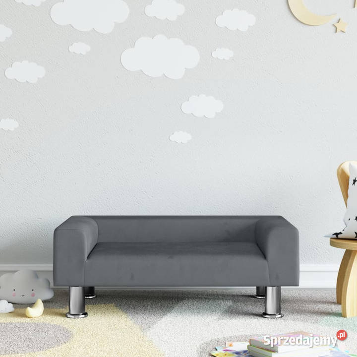 Sofa dzieci ciemnoszara 70x45x265 aksamit Warszawa sprzedam