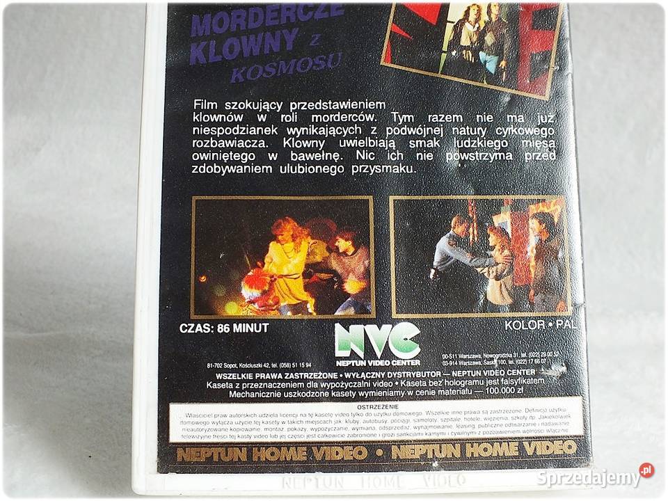 Kaseta VHS Mordercze klowny z kosmosu Film na lektor Żary