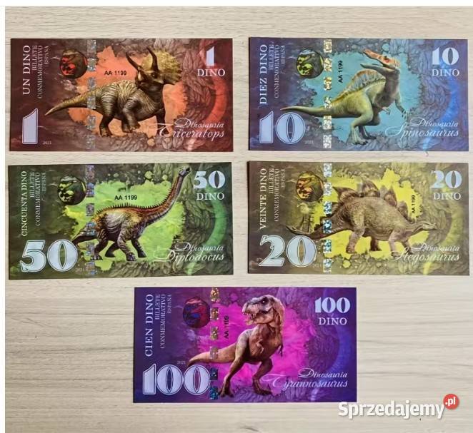 Kolekcjonerski zestaw banknotów z dinozaurami 5 Warszawa