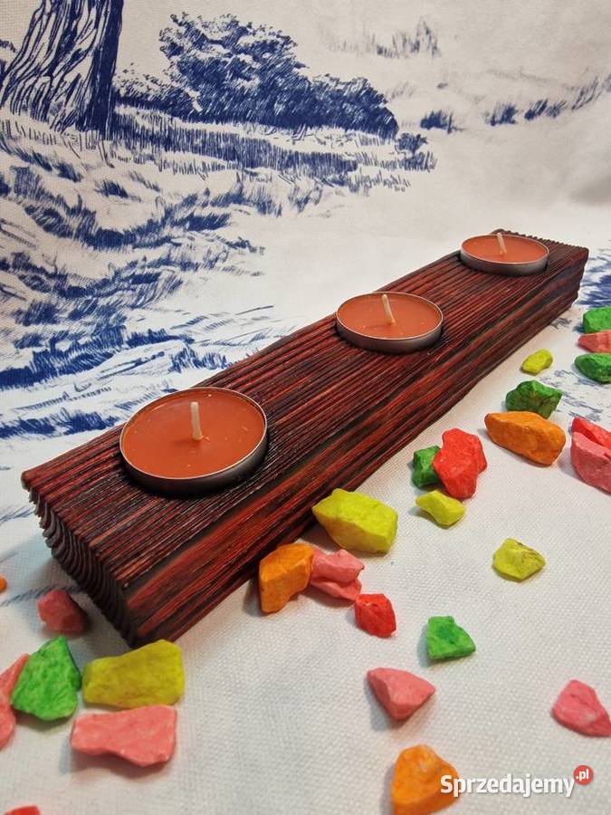 Świecznik Shou Sugi Ban drewno świerkowe Sępopol