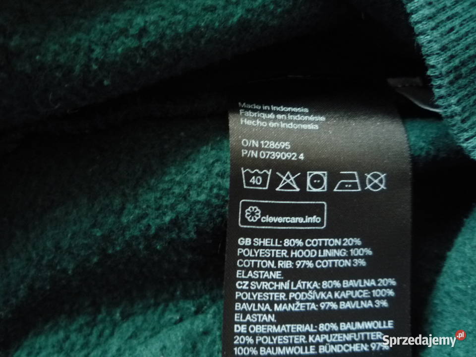HM 134140 Zielona Bluza na zamek Kaptur Meszek zachodniopomorskie Szczecin