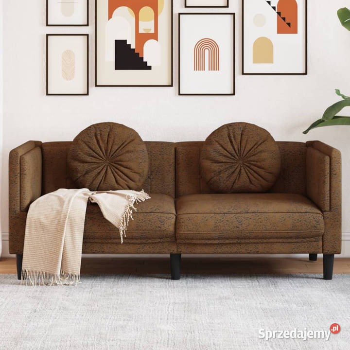 Sofa 2os brązowa sztuczna skóra zamszowa Warszawa