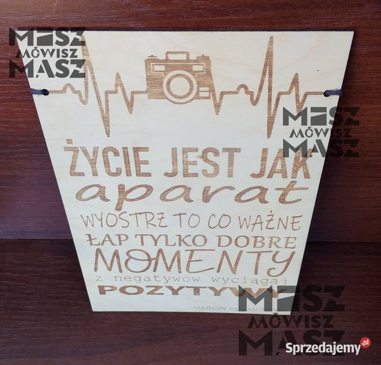 Plakat drewniany Życie jest aparat Prezent Racot