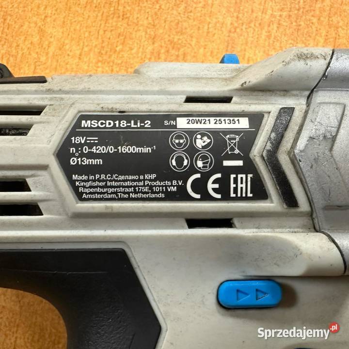 Wkrętarka MacAllister MSCD18LI2 2xAku 15Ah ład Wiertarki i wkrętarki sprzedam