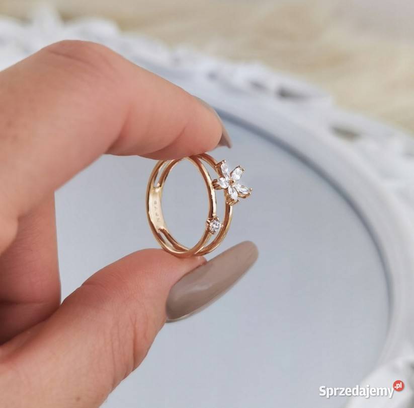 Pierścionek stal szlachetna platerowana Gerberi Kraków