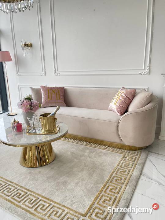 Sofa glamour ekskluzywna do salonu beżowa złota 239cm Sofy i kanapy mazowieckie Warszawa