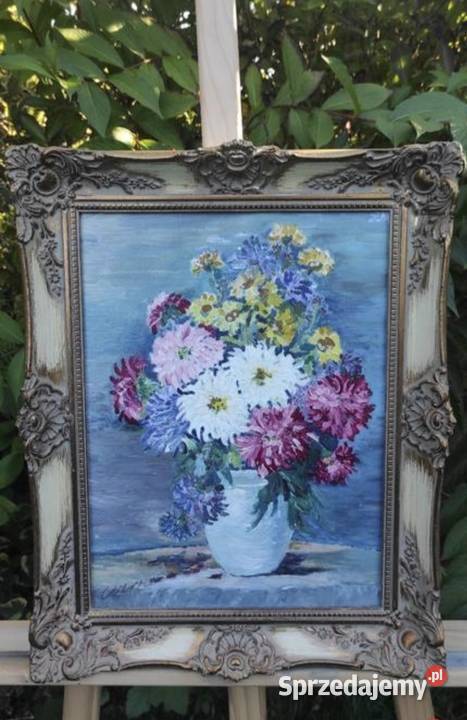 Obraz olejny kwiaty w wazonieżywe kolory Pabianice sprzedam