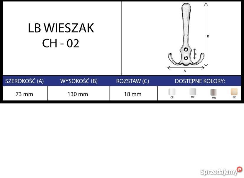 WIESZAK MEBLOWY UBRANIOWY NA UBRANIA SATYNA DUŻY Akcesoria meblowe Radomsko