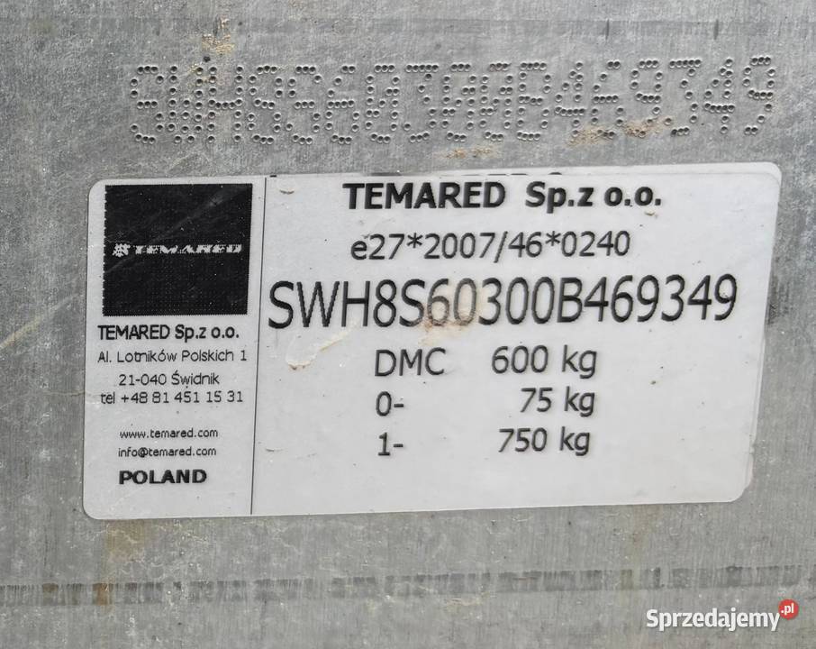 Sprzedam przyczepę TEMARED 30152 śląskie