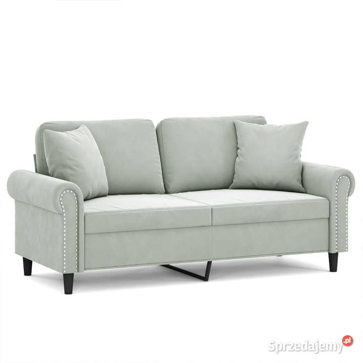 2osobowa sofa z poduszkami jasnoszara 140 Sofy i kanapy