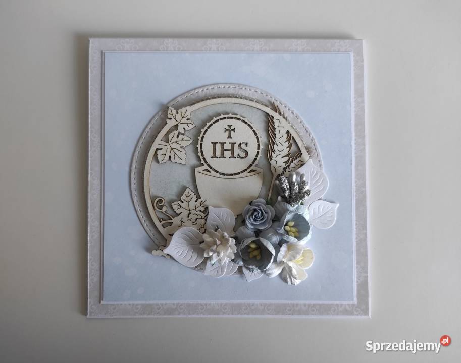 Kartka ręcznie robiona na Komunię Świętą z Antyki, Sztuka, Kolekcje Łódź