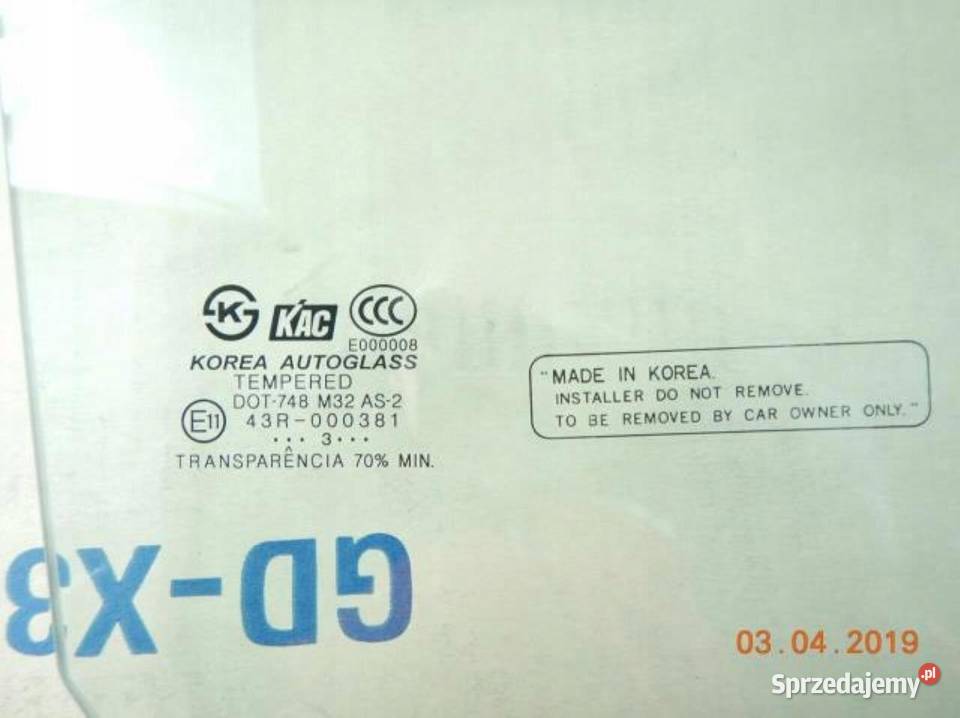 SZYBA DRZWI PRAWY TYŁ HYUNDAI ACCENT 0715 sprzedam