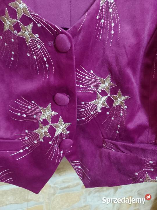 2XL3XL Welurowa haftowana kamizelka garniturowa Kraków