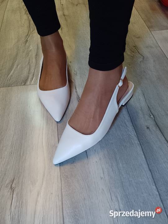 40 Białe baleriny wieczorowe z odkrytą piętą biały Kraków