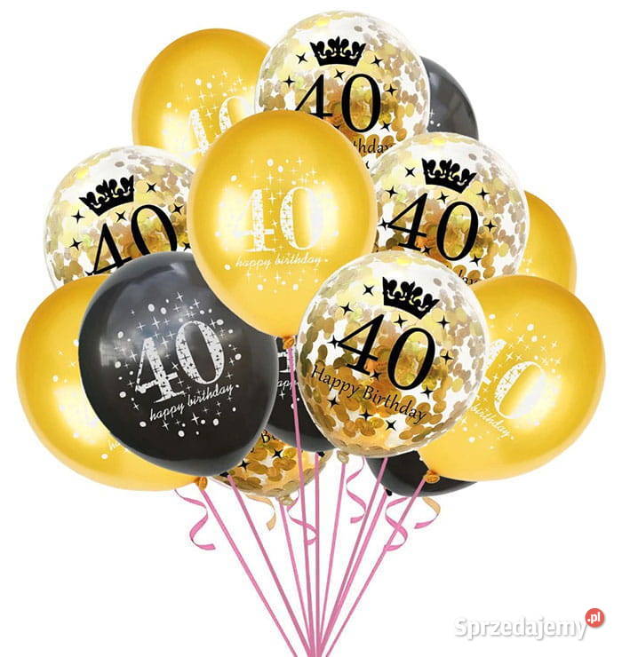 Balony 40stka Złote Czarne z Konfetti Zestaw 15 Będzin