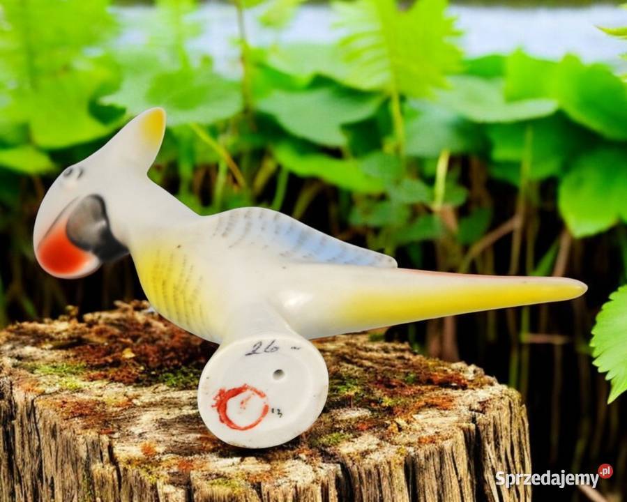 look papuga kakadu Hollohaza pikasy lata 70te Porcelana i szkło Pomiechówek