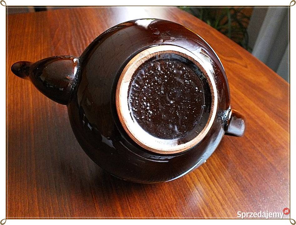 Stary śliczny ceramiczny dzbanek imbryk ręcznie Żary