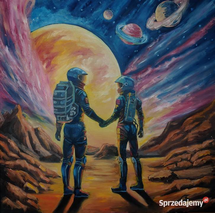 Obraz olejny kosmos para kosmonauta Blizne sprzedam
