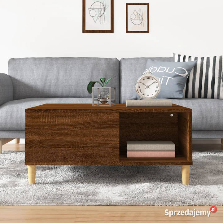 Stolik kawowy brązowy dąb 80x80x365 WM821099 Warszawa