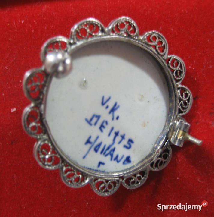 Stara Broszka Srebro Ceramika Delfts Warszawa