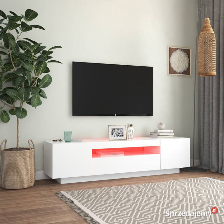 Szafka TV z oświetleniem LED biała 160x35x40 Warszawa