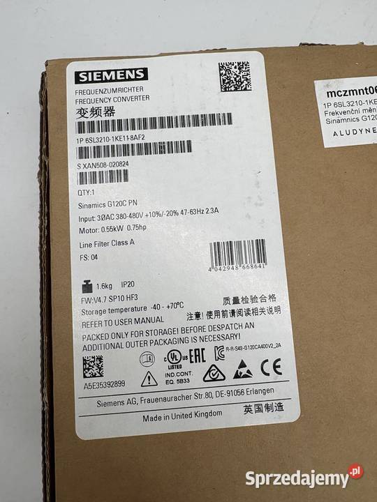 Siemens 6SL32101KE118AF2 Falownik 055kW Warszawa