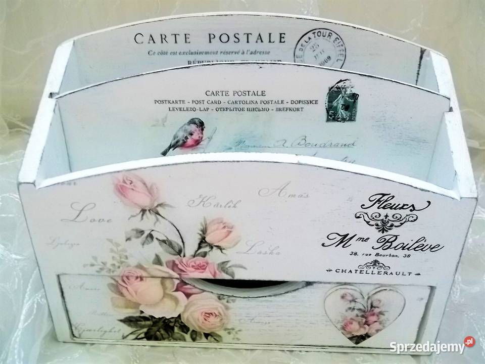 Listownik organizer z szufladą rękodzieło biały Czarków